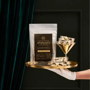 Saffron Rose Fig & Honey Nougat 2 Luxury Fig Pistachio Rose Nougat gift pouch from Sacred Delights, handcrafted artisanal nougat in South Africa