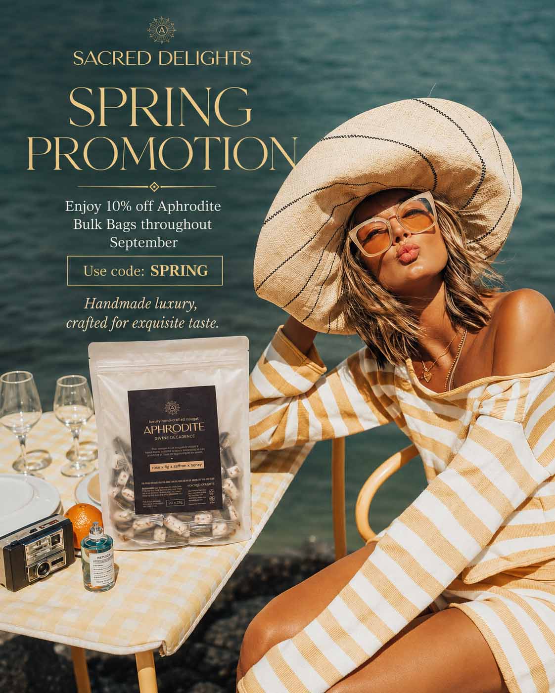 Sacred Delights Spring Promotion — 10% off Aphrodite Bulk Bags throughout September. Use code SPRING.